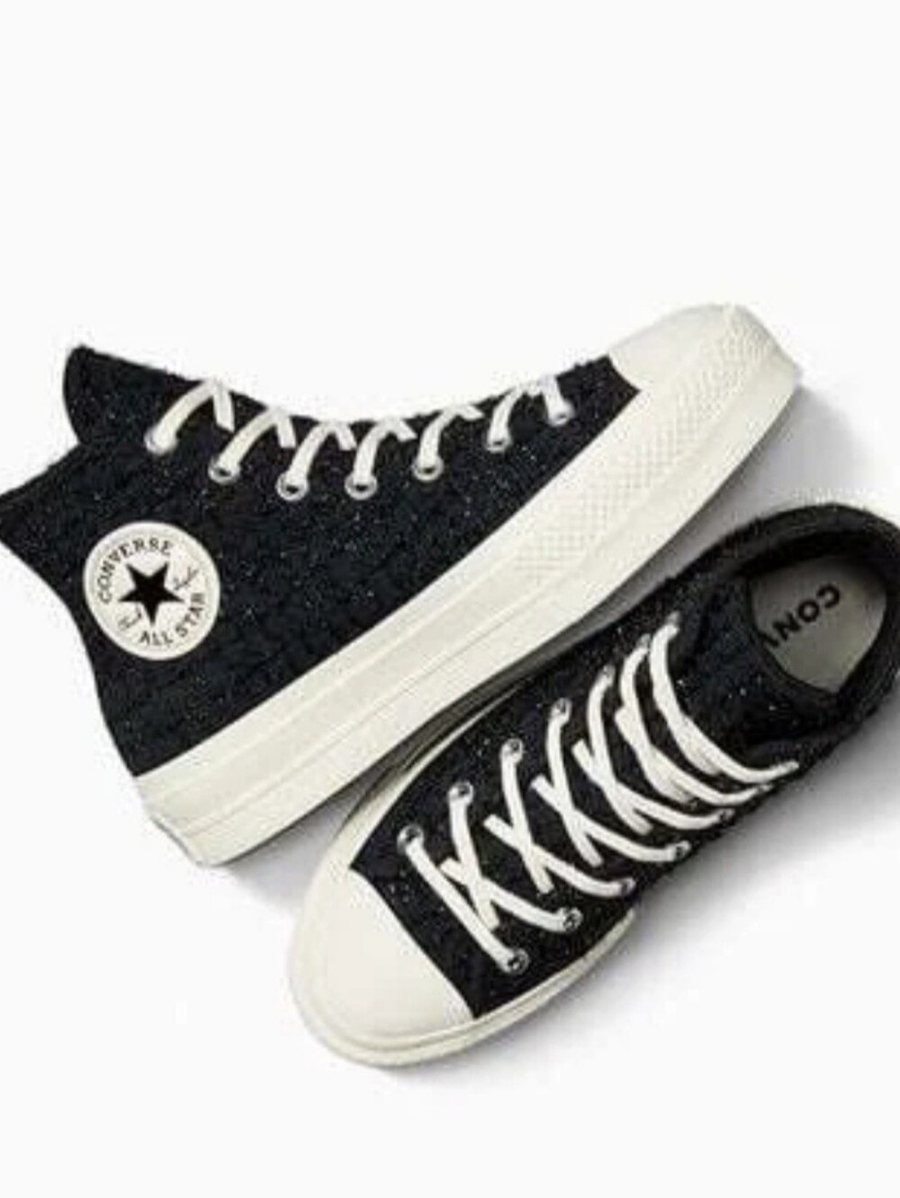 Womens Converse Chuck Taylor All Star Lift Platform Tweed Shimmer Black Size 8